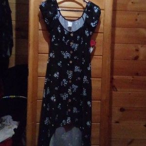 Floral navy blue low high dress